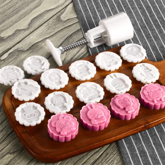 12Pcs,Animal,Stamps,Round,Pastry,Cookies,Mooncake,Mould,Baking,Decor