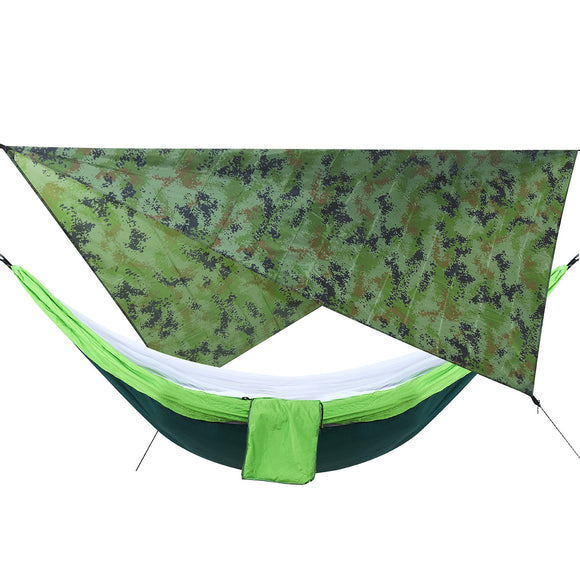 IPRee,Camouflage,Camping,Hammock,Mosquito,Portable,Hammock,Canopy,Plaid,Fabric,Waterproof,Shade,Awning,Person