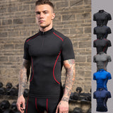 YUERLIAN,Men's,Stand,Collar,Sports,Stretch,Sports,Fitness,Short,Sleeve,Shirts,Casual,Running,Clothes,Sleeve