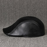 Men's,Black,Sheepskin,Beret,Cabbie,Winter,Forward,Adjustable