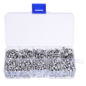 Suleve,M3SH9,700Pcs,Stainless,Steel,Machine,Screw,Socket,Flat&Button,Assortmen