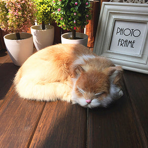 Realistic,Sleeping,Lifelike,Plush,Kitten,Furry,Animal,Figurine,Decorations