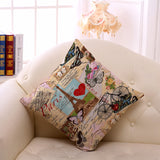 Paris,Eiffel,Tower,Printed,Pillow,Linen,Cushion,Cover