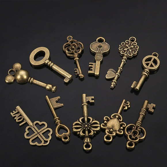 11pcs,Mixed,Antique,Ornate,Bronze,Skeleton,Pendant,Fancy,Heart,Decorations
