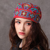 Women,Vintage,Beanie,Ethnic,Embroidery,Flowers,Slouch,Cotton,Skullcap