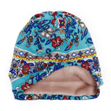 Women,Muslin,Ethnic,Velvet,Double,Layers,Beanie,Scarf,Earmuffs,Print,Skullcap