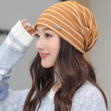 Women,Cotton,Stripe,Pattern,Solid,Color,Empty,Turban,Headband,Beanie,Knitted