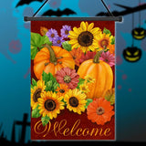 12.5'',Pumpkin,Flower,Welcome,Autumn,Garden,Banner,Decor,Decorations