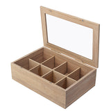 Compartments,Wooden,Glass,Cover,Container,Teabags,Display,Storage