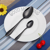 Stainless,Steel,Black,Flatware,Dinnerware,Cutlery,Spoons,Tableware,Kitchen,Dinner