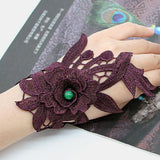 Women,Floral,Wristband,Decorated,Ethnic,Embroidered,Gloves,Wristband