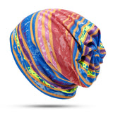 Women,Cotton,Earmuffs,Rainbow,Stripe,Beanie,Scarf,Outdoor,Double,Layers,Skullcap