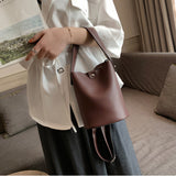 Women,Leather,Bucket,Portable,Handbag,Leisure,Shoulder,Outdoor,Travel