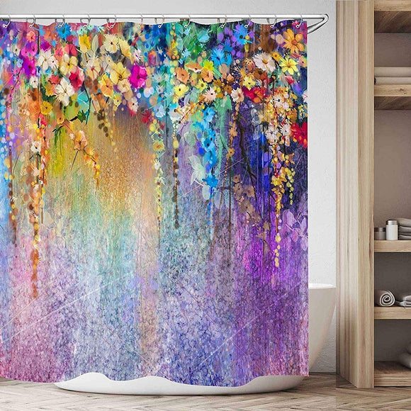 Watercolor,Bathroom,Decor,Shower,Curtain,Colorful,Flowers,Pattern,Waterproof,Polyester,Fabric,Bathroom,Shower,Curtains