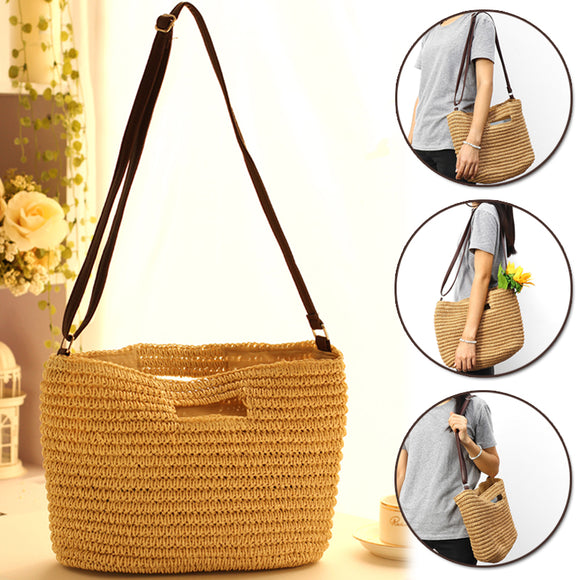 Straw,Handmade,Shoulder,Basket,Straw,Summer,Straw,Beach,Shopping