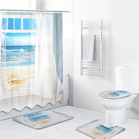 Bathroom,Window,Shower,Curtain,Beach,Print,Patent,Prints,Polyester