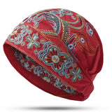 Women,Vintage,Beanie,Ethnic,Embroidery,Flowers,Slouch,Cotton,Skullcap