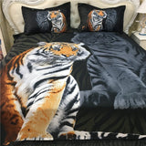 Quilt,Doona,Duvet,Cover,Bedding,Black,Polyester,Tiger