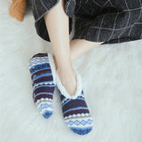 Women,Girls,Winter,Chiristmas,Velvet,Thick,Socks,Jacquard,Bottom,Socks