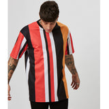 Fashion,Men's,Loose,Stripes,Printing,Short,Sleeve,Breathable,Comfortable,Sports,Hiking