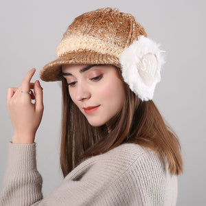 Women,Winter,Thickened,Gradient,Knitted,Earmuffs,Beret