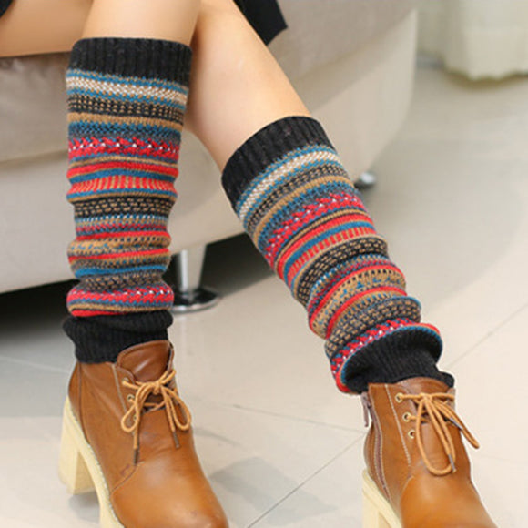 Senshoes,Vintage,Color,Striped,Fashion,Piles,Socks,Boots,Leggings,Korean,Socks