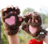 Women,Girls,Fluffy,Plush,Fingerless,Gloves,Glove,Winter,Mittens