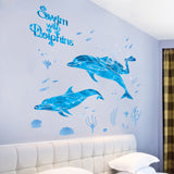 Kindergarten,Swimming,Cartoon,Stickers,Bathroom,Bathroom,Decoration,Dolphin,Marine,Waterproof,Stickers,Xl7205