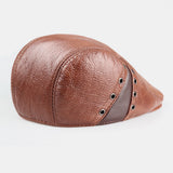 Genuine,Leather,Single,Layer,Solid,Color,Casual,Fashion,Forward,Beret