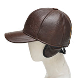 Cowhide,Leather,Earflap,Muffs,Baseball,Winter,Windproof,Gentleman