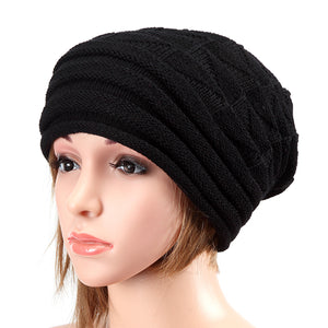 Unisex,Knitted,Crochet,Stripe,Beanie,Knitting,Foldable,Elastic,Baggy,Women