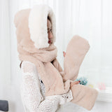 Women,Winter,Plush,Thick,Winter,Beanie,Scarf,Gloves,Outdoor,Earmuffs