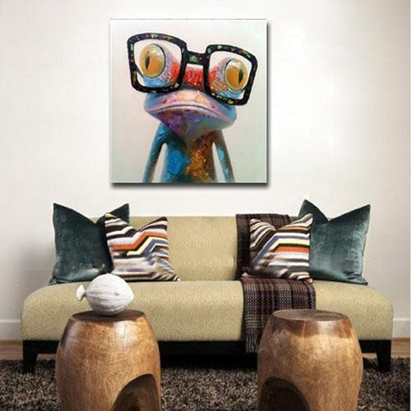 Painted,Paintings,Animal,Modern,Happy,Glasses,Canvas,Decoration