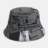 Unisex,Newspaper,Pattern,Cotton,Broad,Sunscreen,Visor,Fashion,Casual,Bucket