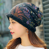 Women,Velvet,Thicken,Beanie,Collar,Cashmere,Fashion,Painting