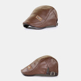 Leather,Autumn,Winter,Solid,Velvet,Fashion,Leather,Adjustable,Beret