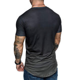 Summer,Fashion,Printing,Gradient,Color,Short,Sleeve,Round