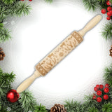 Loskii,JM01688,Wooden,Christmas,Embossed,Rolling,Dough,Stick,Baking,Pastry,Christmas,Decoration