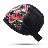 Women,Vintage,Floral,Embroidered,Beanie,Outdoor,Elastic,Turban