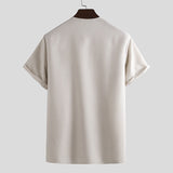 Men's,Solid,Short,Sleeve,Round,Comfortable,Breathable,Blouse,Casual,Camping,Hiking
