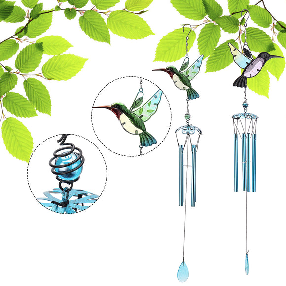 Chimes,Hummingbird,Shape,Crafts,Glass,Painted,Ornaments,Metal,Accessory,Decorations