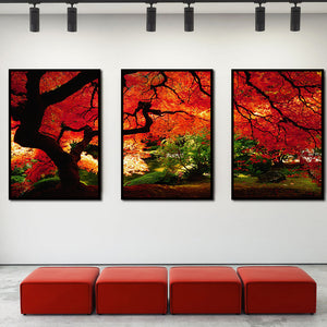 Miico,Painted,Three,Combination,Decorative,Paintings,Maple,Decoration