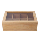 Compartments,Wooden,Glass,Cover,Container,Teabags,Display,Storage