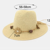 Women,Sunscreen,Travel,Beach,Flower,Decoration,Elegant,Straw