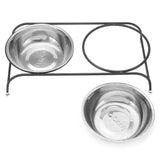 Double,Stand,Feeder,Water,Stainless,Steel,Durable