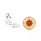 Vintage,Cufflinks,Compass,Round,Glass,Alloy,Collar,Jewelry,Accessories