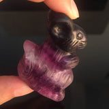 Carved,Rainbow,Fluorite,Squirrel,Natural,Quartz,Crystal,Skull,Healing,Decorations"