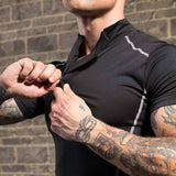 YUERLIAN,Men's,Stand,Collar,Sports,Stretch,Sports,Fitness,Short,Sleeve,Shirts,Casual,Running,Clothes,Sleeve