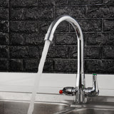 Brass,Chrome,Finish,Kitchen,Faucet,Rotate,Spout,Double,Handle,Water,Mixer