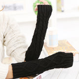 Women,Winter,Knitting,Fingerless,Sleeve,Gloves,Casual,Rhombic,Pattern,Gloves